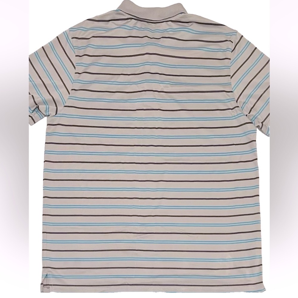 Men’s XXL Golf Polo Shirt Grey Striped Embroidered Short Sleeve PGA Tour - Picture 2 of 5